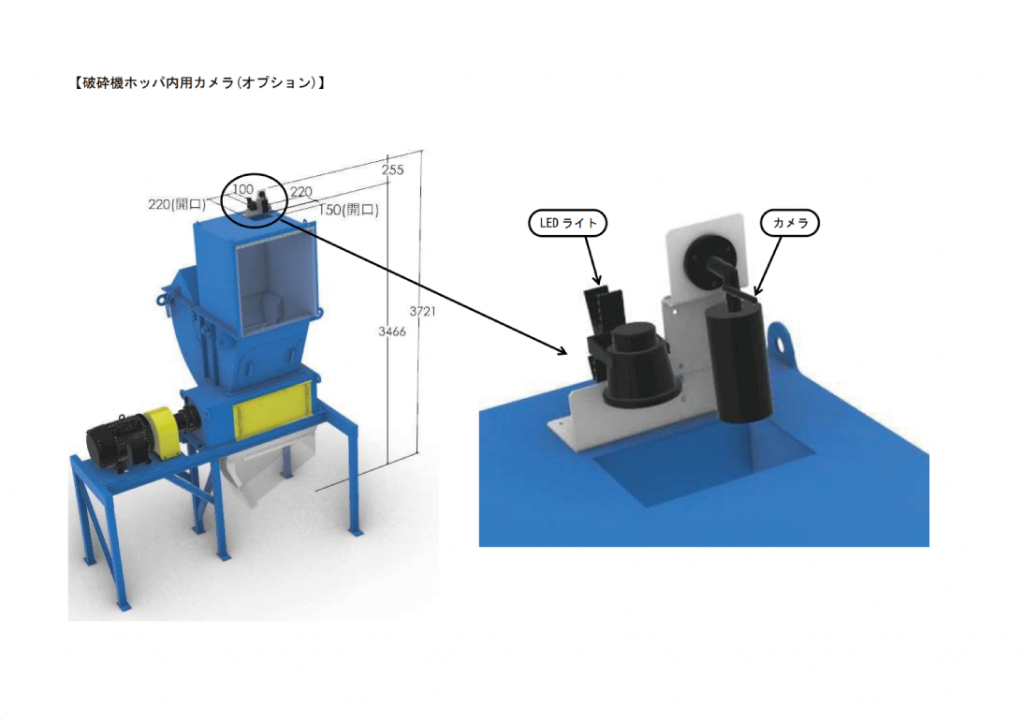 破砕機ホッパ内カメラ 3D